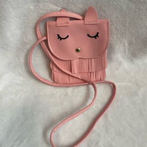 Small pink crossbody kitty purse